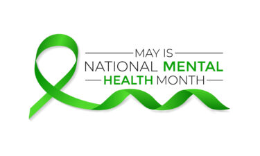 Green awareness ribbon with text 