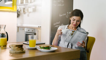 woman happy routine