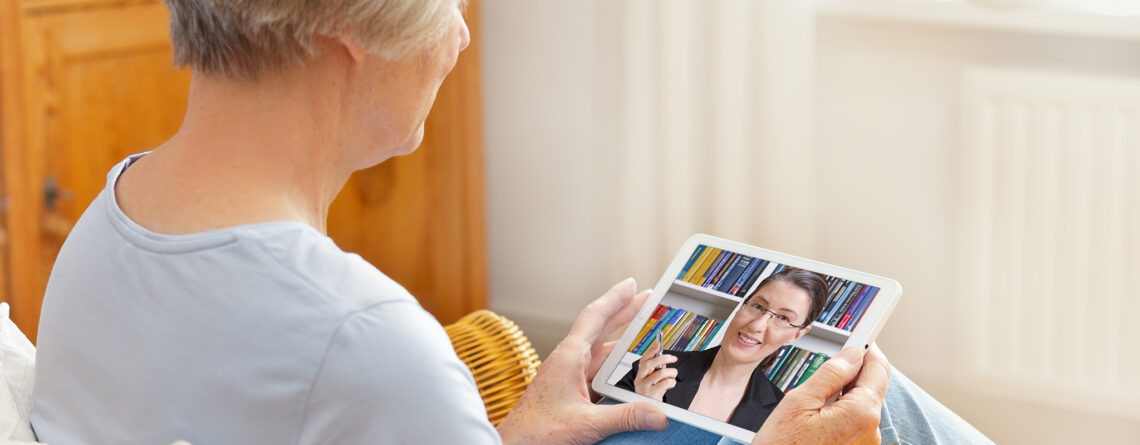 woman in a telehealth session