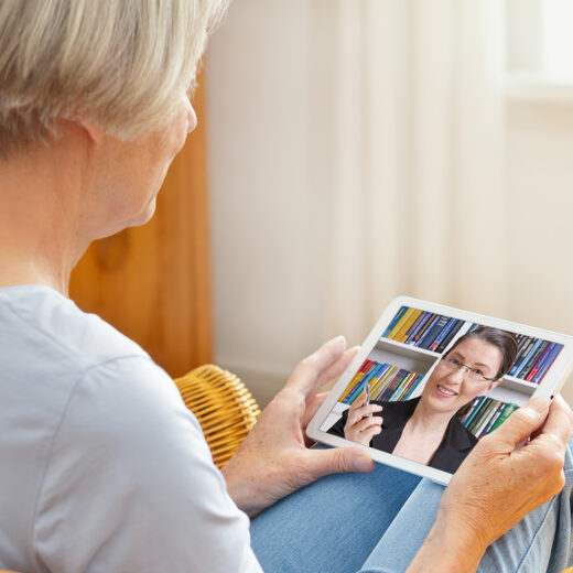 woman in a telehealth session
